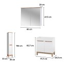 Mueble de baño de suelo con lavabo espejo armario blanco y madera Bali Características