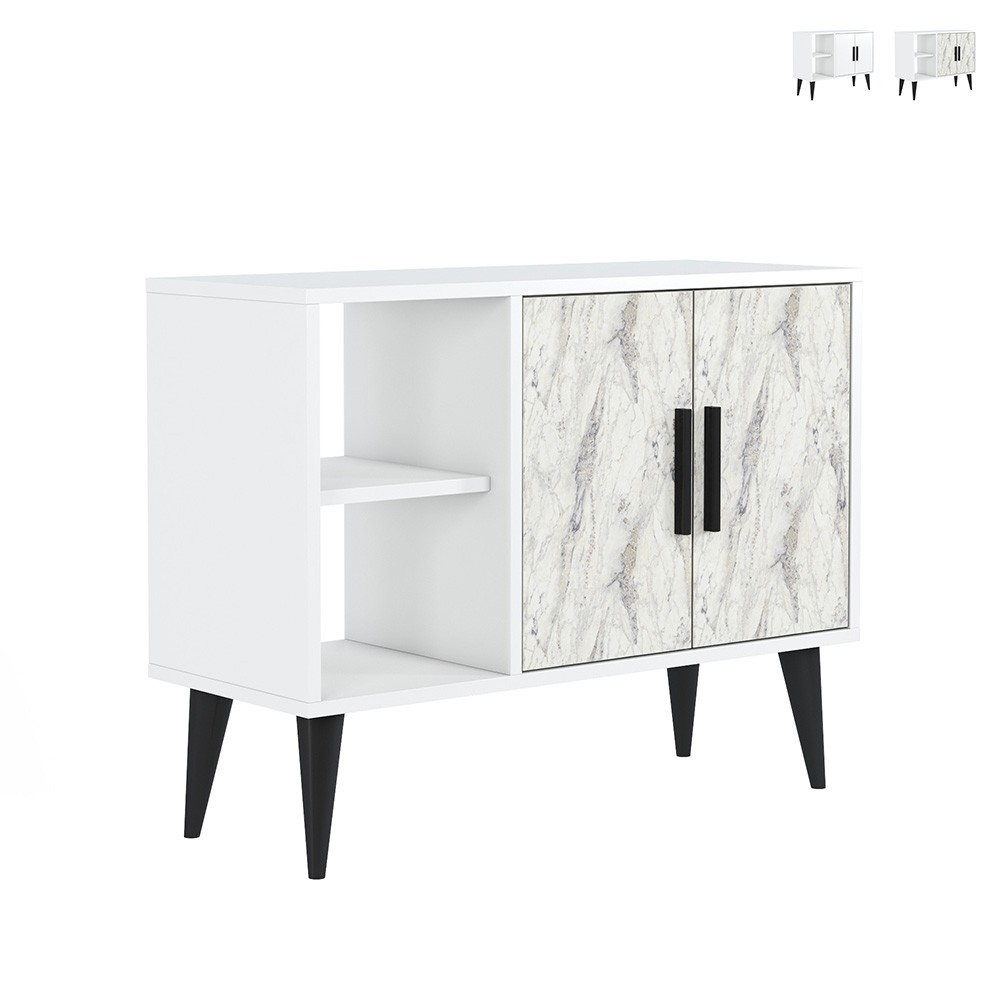 Mueble zapatero blanco moderno para recibidor y salón 90x35x70cm Arizona