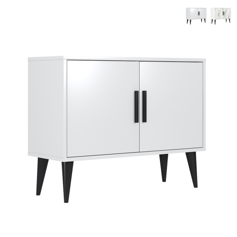 Aparador moderno blanco con 2 puertas para salón o recibidor Corduiso Promoción