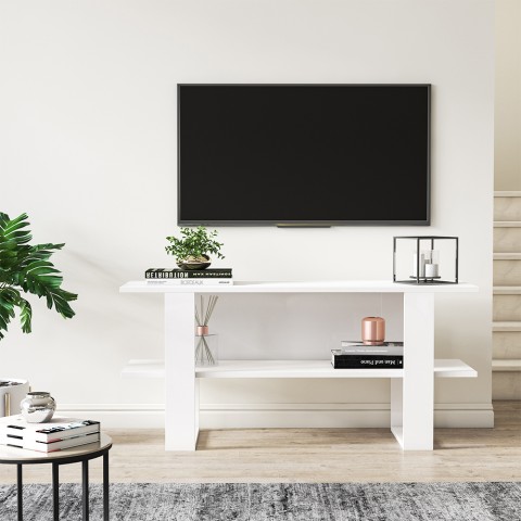TV móvil moderno blanco consola entrada ingreso 120x35x55cm Cornelia Promoción