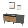 Aparador negro moderno para salón 150 cm con puertas de madera y 2 espejos Fleury Venta