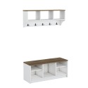 Conjunto muebles recibidor: banco zapatero y perchero de pared de madera Parson Descueto