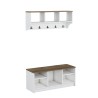 Conjunto muebles recibidor: banco zapatero y perchero de pared de madera Parson Descueto