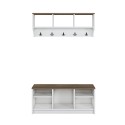 Conjunto muebles recibidor: banco zapatero y perchero de pared de madera Parson Stock