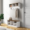 Conjunto muebles recibidor: banco zapatero y perchero de pared de madera Parson Oferta