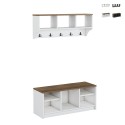 Conjunto muebles recibidor: banco zapatero y perchero de pared de madera Parson Promoción