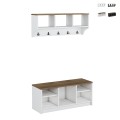 Conjunto muebles recibidor: banco zapatero y perchero de pared de madera Parson Promoción