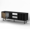 Mueble de TV moderno de 160 cm con puerta y estantes color blanco negro Kostan Catálogo