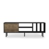 Mueble de TV moderno de 160 cm con puerta y estantes color blanco negro Kostan Stock