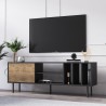 Mueble de TV moderno de 160 cm con puerta y estantes color blanco negro Kostan Elección