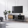 Mueble de TV moderno de 160 cm con puerta y estantes color blanco negro Kostan Modelo