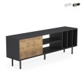 Mueble de TV moderno de 160 cm con puerta y estantes color blanco negro Kostan Promoción