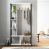 Mueble perchero de suelo para recibidor con zapatero color blanco y metal James Rebajas