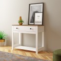 Consola para recibidor color blanco negro estilo clásico con cajón Corlay Oferta