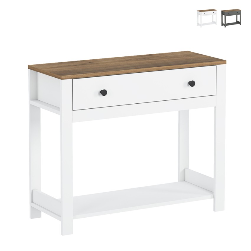 Consola para recibidor color blanco negro estilo clásico con cajón Corlay Promoción Consola para recibidor color blanco negro estilo clásico con cajón Corlay Promoción