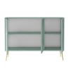 Aparador verde 120 cm para salón y cocina con 3 puertas y patas doradas Luke Rebajas
