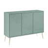 Aparador verde 120 cm para salón y cocina con 3 puertas y patas doradas Luke Venta