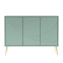 Aparador verde 120 cm para salón y cocina con 3 puertas y patas doradas Luke Oferta