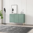 Aparador verde 120 cm para salón y cocina con 3 puertas y patas doradas Luke Descueto