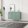 Aparador verde 120 cm para salón y cocina con 3 puertas y patas doradas Luke Descueto