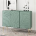 Aparador verde 120 cm para salón y cocina con 3 puertas y patas doradas Luke Promoción