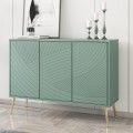 Aparador verde 120 cm para salón y cocina con 3 puertas y patas doradas Luke Promoción