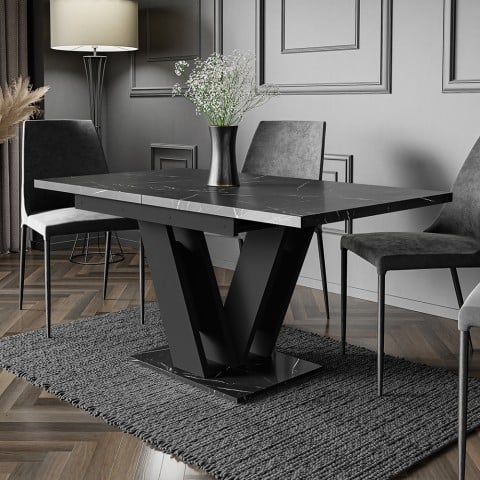 Mesa de cocina extensible moderna negro efecto mármol Masiv Royal Promoción