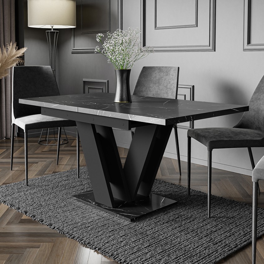 Mesa de cocina extensible moderna negro efecto mármol Masiv Royal Promoción 