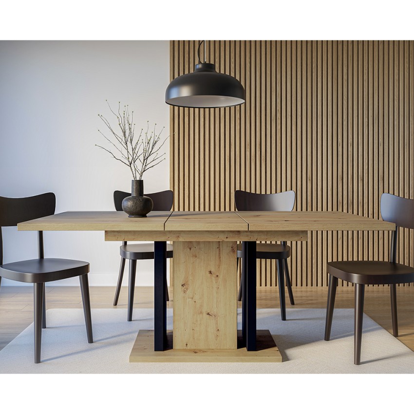  Mesa extensible madera roble 8 plazas comedor 140-180x90cm Wood Promoción