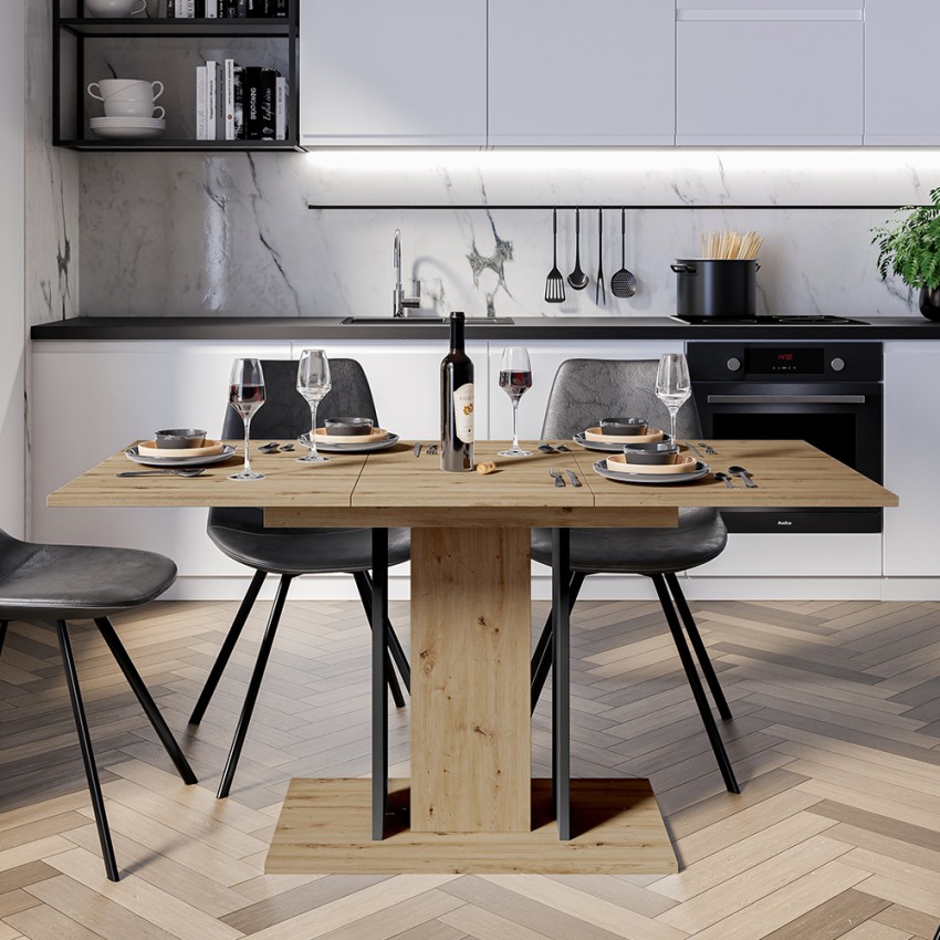  Mesa extensible para comedor 100-140x60cm roble negro Wood Mini Promoción 