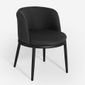 Silla butaca moderna de salón y cocina en tela negra Raund Promoción