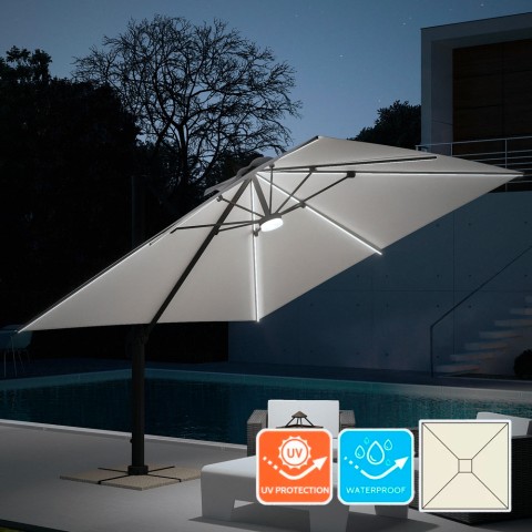 Sombrilla con luz solar LED 3x3 de aluminio Paradise Promoción