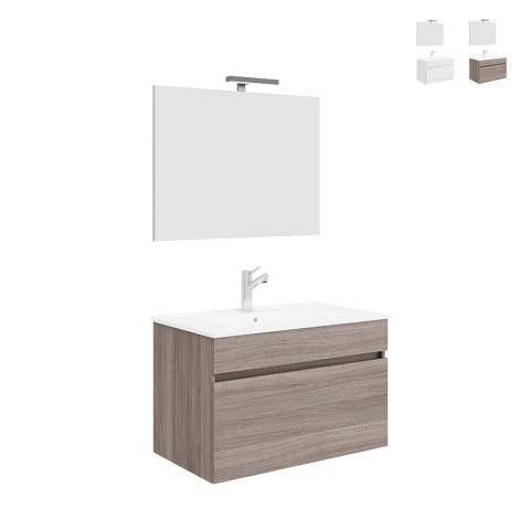 Móvil baño suspendido lavabo 80cm con espejo lámpara LED Bogota 80 Promoción