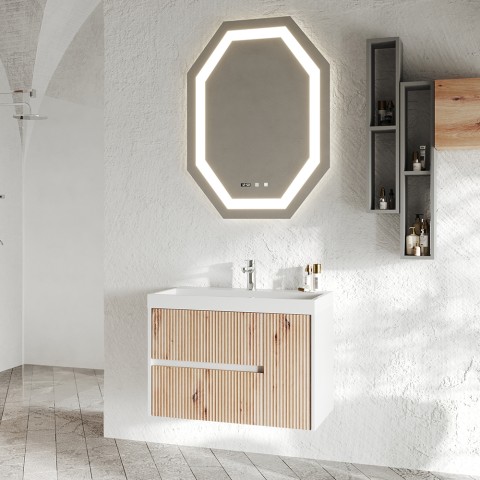 Móvil baño suspendido 80 cm lavabo espejo cajones puerta Portofino 80 Promoción