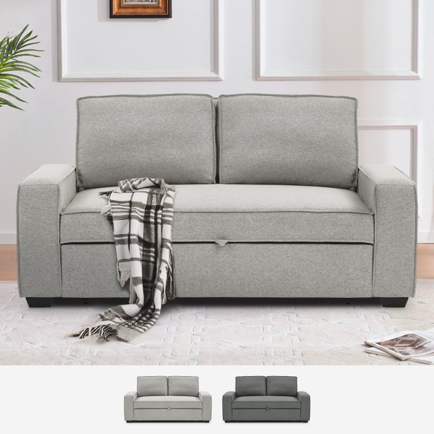 Sofá cama de 2 plazas extraíble compacto de tela gris Rabat Promoción Sofá cama de 2 plazas extraíble compacto de tela gris Rabat Promoción