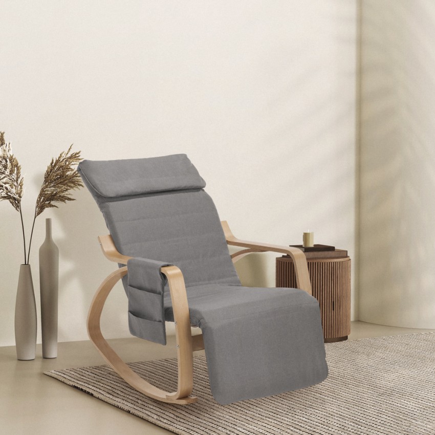 Silla mecedora madera diseño escandinavo reposapiés ajustable Odense Rebajas
