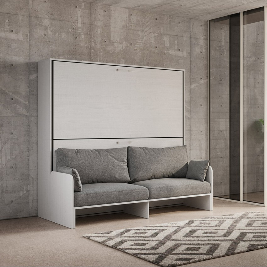 Litera abatible con sofá blanco ahorrador de espacio Kando Sofà 2MBF Promoción Litera abatible con sofá blanco ahorrador de espacio Kando Sofà 2MBF Promoción