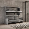 Sofá cama abatible literas gris con colchones Kando Sofà 2MCM Descueto