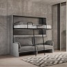 Sofá cama abatible literas gris con colchones Kando Sofà 2MCM Descueto