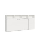 Cama abatible con colchón individual, armario y estantes blancos Kando A Oferta