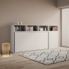 Cama abatible con colchón individual, armario y estantes blancos Kando A Descueto