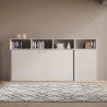 Cama abatible con colchón individual, armario y estantes blancos Kando A Catálogo