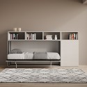 Cama abatible con colchón individual, armario y estantes blancos Kando A Rebajas