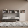 Cama abatible con colchón individual, armario y estantes blancos Kando A Rebajas