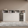 Cama abatible con colchón individual, armario y estantes blancos Kando A Stock