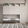 Cama individual abatible horizontal con colchón, armario y librería Kando B Rebajas