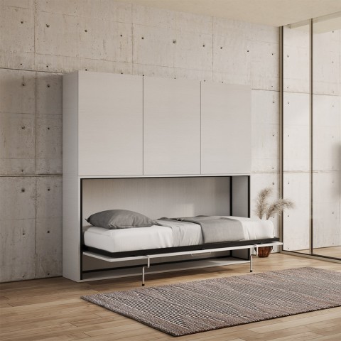 Mueble con cama individual abatible horizontal armario blanco Kando D Promoción