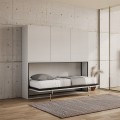 Mueble con cama individual abatible horizontal armario blanco Kando D Promoción