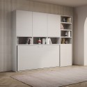 Cama plegable blanca con colchón individual horizontal ahorradora de espacio Kando E Descueto