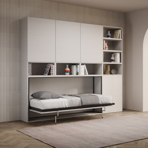 Cama plegable blanca con colchón individual horizontal ahorradora de espacio Kando E Promoción